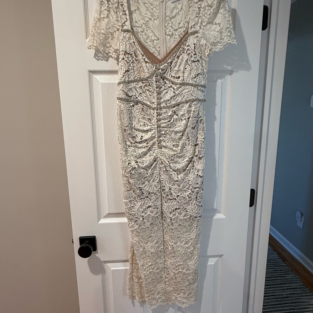 Self-Portrait Cream Lace Midi Dress